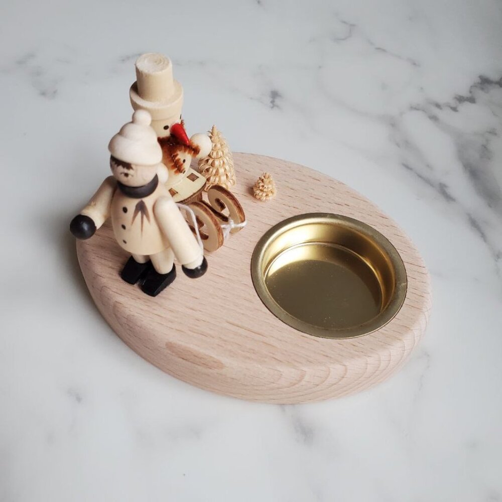RARE Collectable Lights Winter Child + Sledge + Snowman Tealight Holder GERMANY